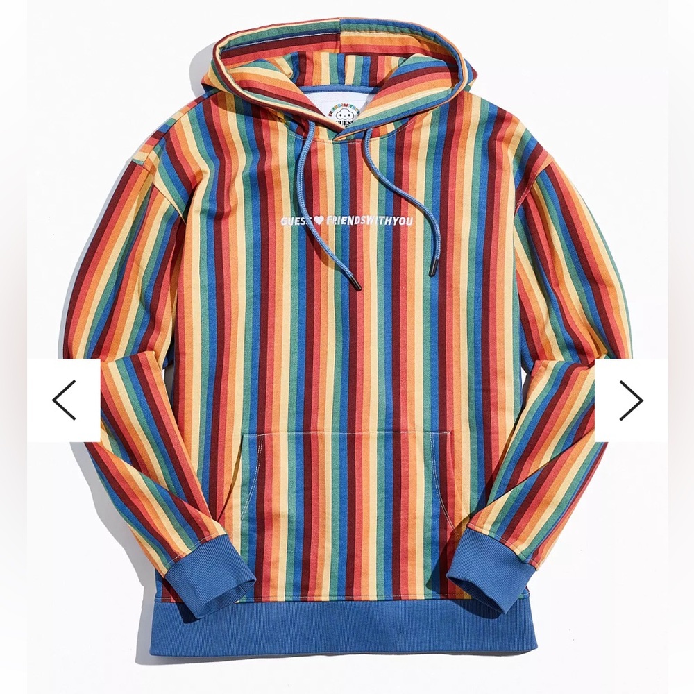 GUESS Originals X FriendsWithYou Rainbow Striped Hoodie (XS)